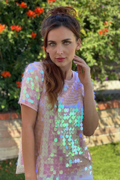Pink Sequins Top
